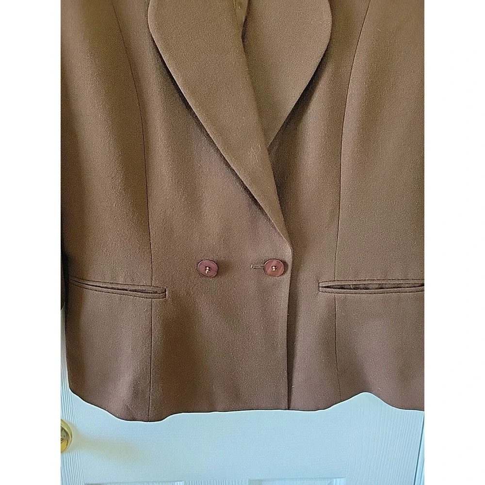 Vintage Talbots Brown Wool Skirt Suit Set Made in USA‎ Size 12 Double Breasted